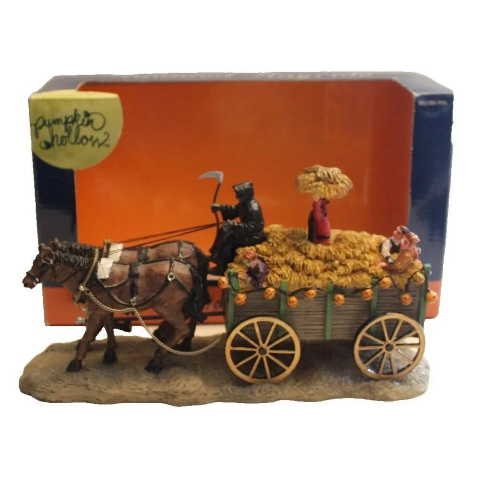 Lemax Spooky Town Halloween Haunted Hayride Horse & Wagon Pumpkin Trick or Treat